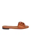 Fendi Ff Tube Medallion Flat Sandals In Brown