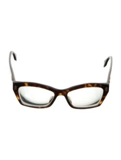 Pre-owned Fendi Signature Logo Cat-eye Eyeglasses In Brown