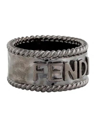 Pre-owned Fendi Signature Logo Ring In Multi