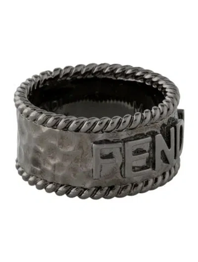 Pre-owned Fendi Signature Logo Ring In Multi