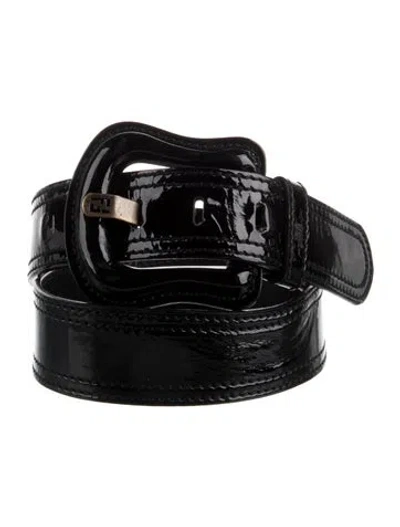 Pre-owned Fendi Signature Logo Skinny Belt In Black