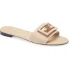 Fendi Signature Logo Slide Sandal In Buff