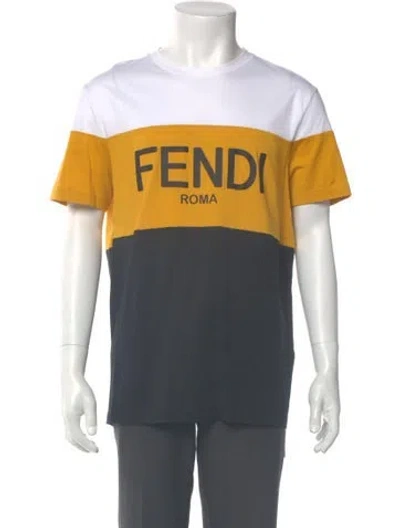 Pre-owned Fendi Signature Logo Striped Shirt In Blue