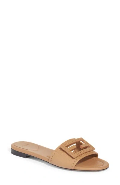 Fendi Signature Slide Sandal In Brown
