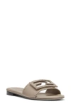 Fendi Dove Gray Leather Slides In Tortor/tortor Tortor