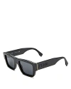 Fendi Signature Square Sunglasses, 53mm In Black/gray Solid