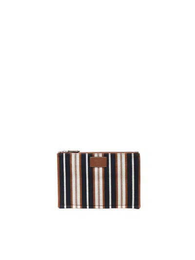 Fendi Signature Striped Medium Flat Clutch In Multi