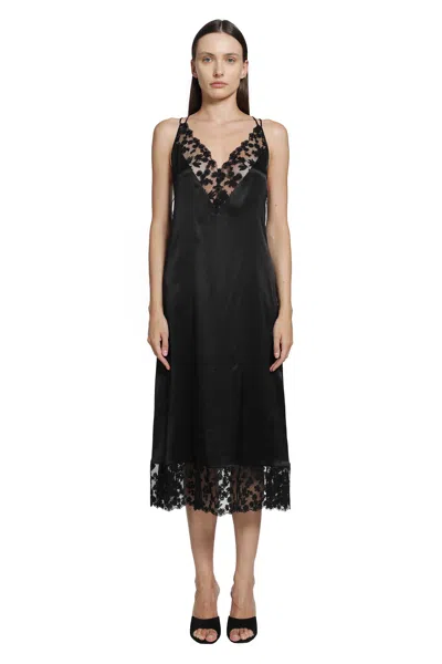 Fendi Silk And Lace Dress In Black
