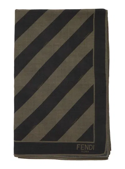 Fendi Silk And Wool Scarf In Brown