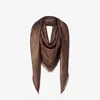 Fendi Square Scarf Fringed Edges In Brown