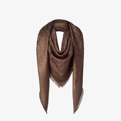 Fendi Silk And Wool Scarf Ff In Brown