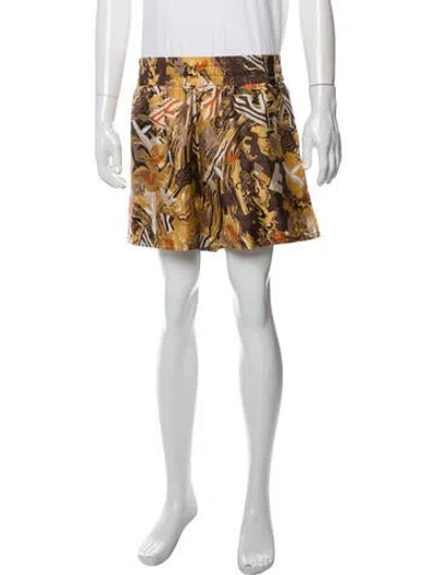 Pre-owned Fendi Silk Athletic Shorts W/ Tags In Gold
