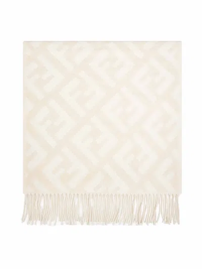 Fendi Silk Beige Cashmere Ff Scarf