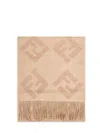 Fendi Silk Beige Ff Wool Scarf In Sand