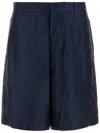 Fendi Silk Ff Patterned Belt Loop Shorts In Blue
