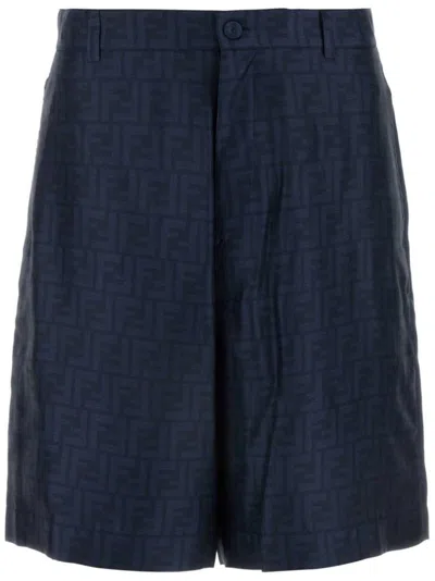 Fendi Silk Bermuda Shorts In Blue