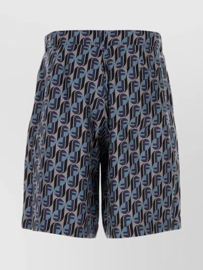 FENDI SILK BERMUDA SHORTS FEATURING ALL-OVER PRINT