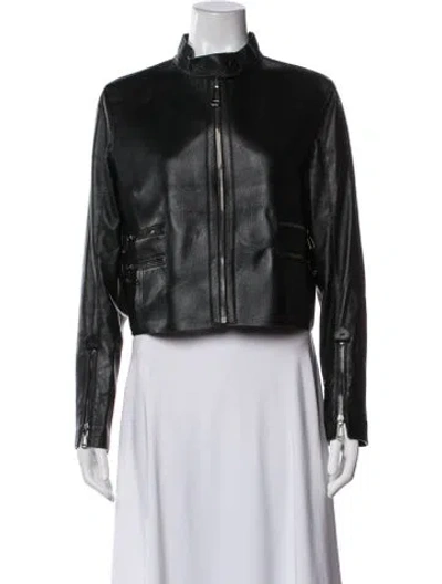 Pre-owned Fendi Silk Biker Jacket In Black