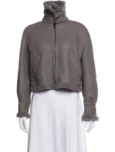 Pre-owned Fendi Silk Biker Jacket W/ Tags In Grey