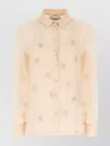 Fendi Silk Blouse With Collar And Floral Embroidery