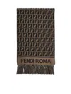Fendi Silk Brown Wool And Cashmere Ff Scarf In White