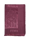 Fendi Silk Burgundy Silk And Wool Ff Shawl In Brown