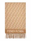 Fendi Silk Camel Wool And Cashmere Ff Scarf In Silver