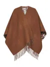 Fendi Silk Camel Wool And Cashmere Reversible Poncho