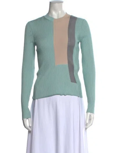 Pre-owned Fendi Silk Colorblock Pattern Sweater In Blue/green