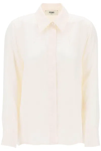 Fendi "silk Crêpe Ff Shirt In White