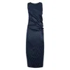 Fendi Silk Crepe Jacquard Ff Motif Drape Dress In Blue