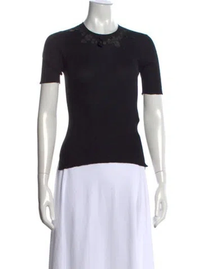 Pre-owned Fendi Silk Crew Neck Sweater In Black