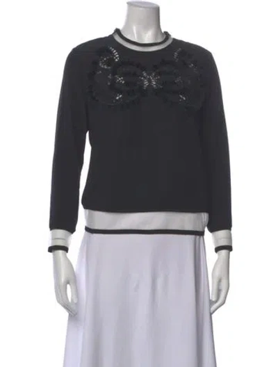 Pre-owned Fendi Silk Crew Neck Top In Black
