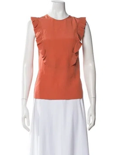 Pre-owned Fendi Silk Crew Neck Top In Orange