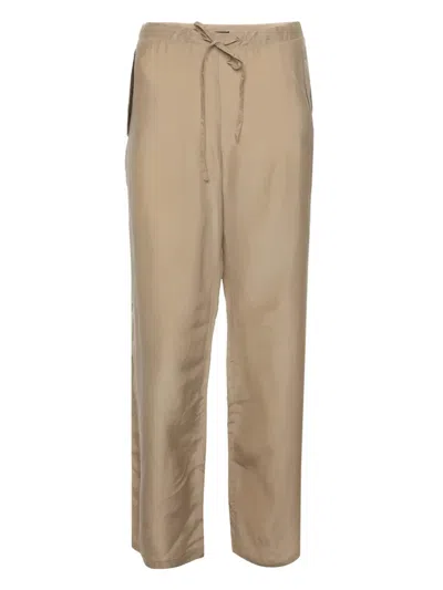 Pre-owned Fendi Silk Drawstring Trousers In Neutral