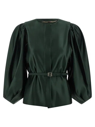 Fendi Silk Duchesse Blazer Blazers Green