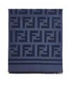 Fendi Silk Fendi Blue Wool And Silk Scarf