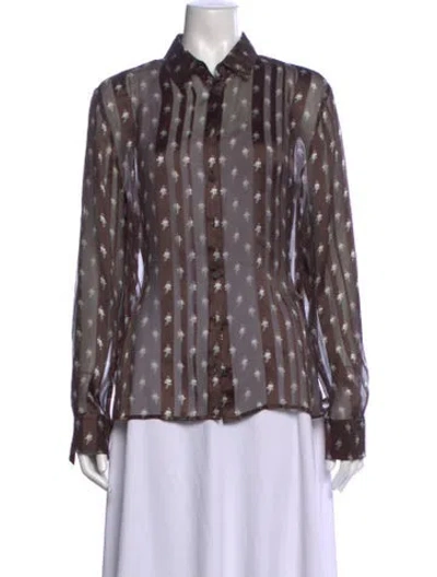 Pre-owned Fendi Silk Floral Print Blouse W/ Tags In Multi