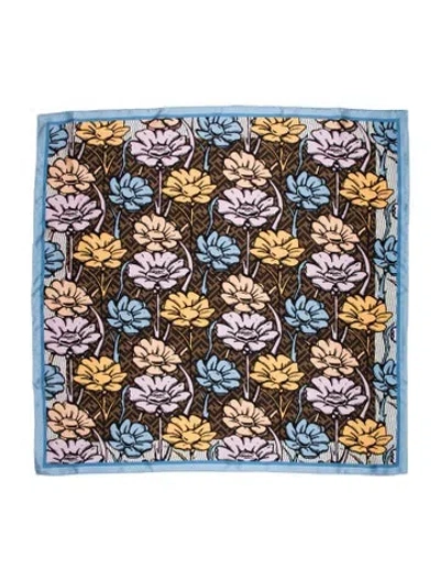 Pre-owned Fendi Silk Floral Print Scarf In Burgundy