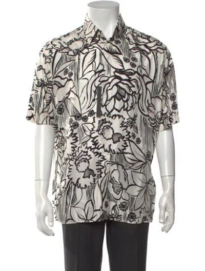 Pre-owned Fendi Silk Floral Print Shirt W/ Tags In White