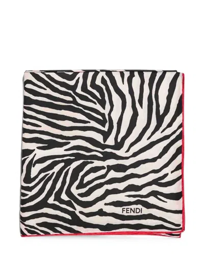 Fendi Silk Foulard With Tiger Animalier-print In Multi