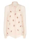 Fendi Georgette Top With Rhinestones And Sequins Embroidery In Pink & Purple
