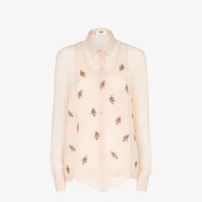 Fendi Silk Georgette Top In White