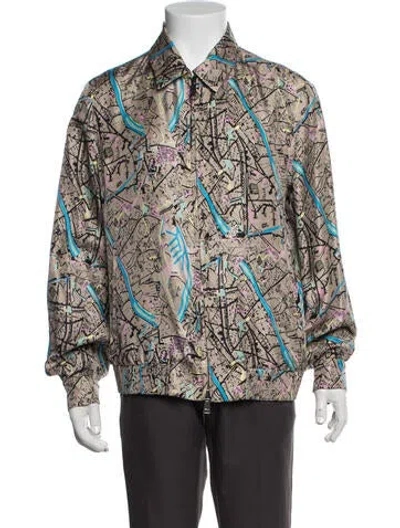 Pre-owned Fendi Silk Graphic Print Jacket In Neutrals