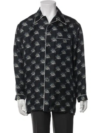 Pre-owned Fendi Silk Graphic Print Pajama Top In Black