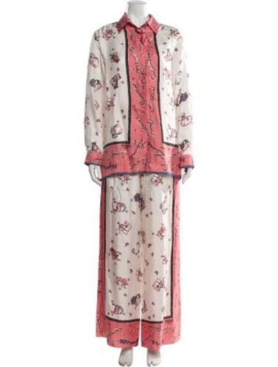 Pre-owned Fendi Silk Graphic Print Pajamas In Multicolor