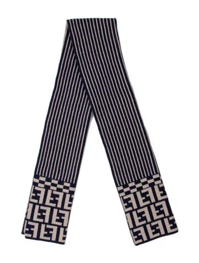 Pre-owned Fendi Silk Graphic Print Scarf In Gold