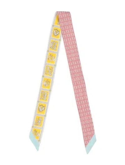 Pre-owned Fendi Silk Graphic Print Scarf In Pink