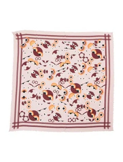 Pre-owned Fendi Silk Graphic Print Scarf In Pink