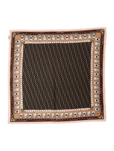 Pre-owned Fendi Silk Graphic Print Scarf In Pink